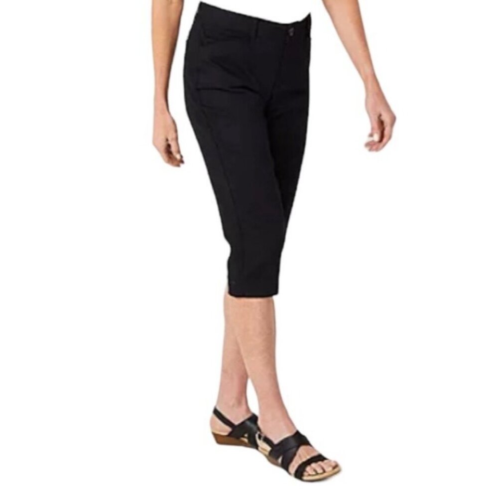 St Johns Bay Crop Capri Pant Women Size 10 Black Casual Stretch Summer Spring